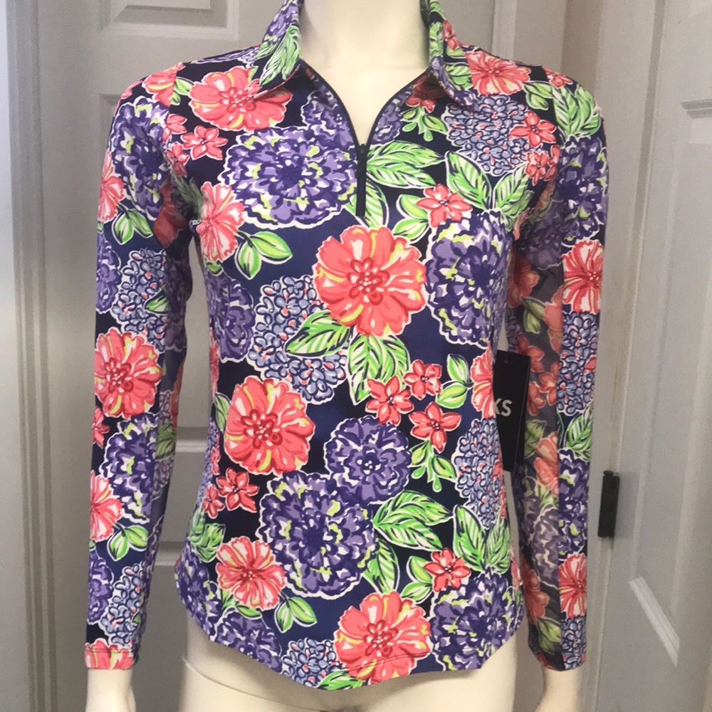 Ibkul Golf/Tennis/Athleisure 1/4 Zip L/S Top, NWT!